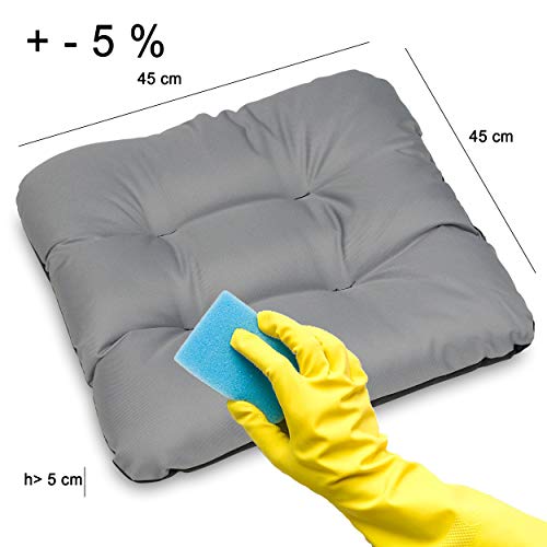 Lavable con una esponja y Tamaño del Juego de 6 Cojines de Asiento de Silla 45x45 cm para Interior y Exterior Cómodos e Impermeables para Muebles de Jardin, Terraza o Suelo - Beige. SuperKissen24.