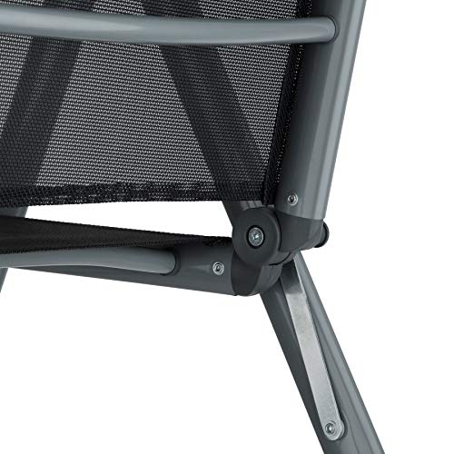 Conjunto Muebles Aluminio para Jardín 8 Silla Ajustable + 1 Mesa Cristal terraza Gris Oscuro. Detalle de estructura plegable. | No. 402164). TecTake