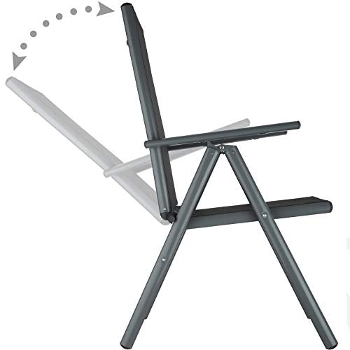Conjunto Muebles Aluminio para Jardín 8 Silla Ajustable + 1 Mesa Cristal terraza Gris Oscuro. Detalle de respaldo reclinable | No. 402164). TecTake