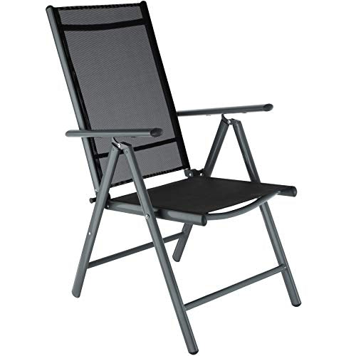 Conjunto Muebles Aluminio para Jardín 8 Silla Ajustable + 1 Mesa Cristal terraza Gris Oscuro. Vista de silla. | No. 402164). TecTake