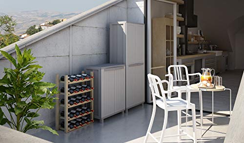 Terry, Jwood 368, Armario Alto 2 Puertas con 1 Estantería Interna y 4 Estantes, Gris, 68x37,5x170 cm | maxjardin