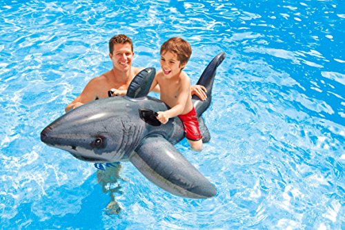 intex 57525np - tiburón hinchable fotorrealista con 2 asas de 173 x 107 cm