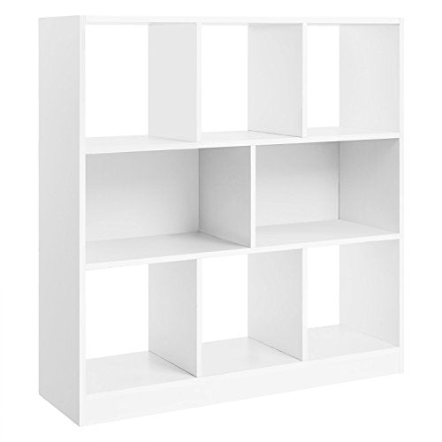 Librería de Madera Blanca con Cubos y estantes Abiertos para Libros en Sala de Estar, Dormitorio y Oficina, LBC52WT. VASAGLE