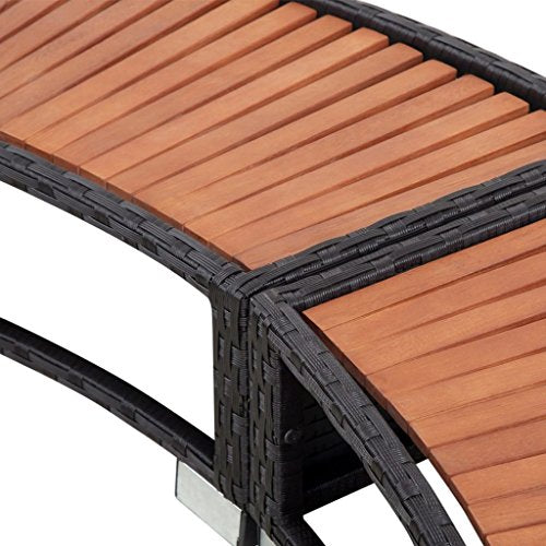 Mueble Borde Soporte Redondo de Jacuzzi SPA Ratán Sintético Negro Hidromasaje. vidaXL. Detalle nivel medio asiento