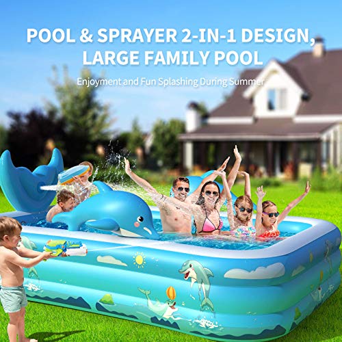 Piscina Hinchable grande para toda la Familia, 250x180x55cm PVC, Duradero y Seguro para Niños, Adultos, Familias, Parque Acuatico. VOXON
