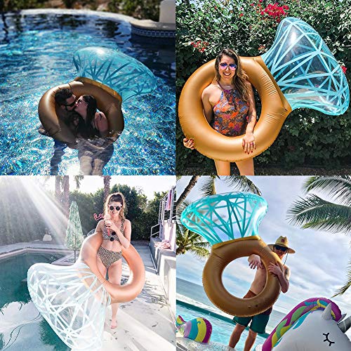 Disfruta de tus fiestas con el Flotador gigante hinchable anillo con diamante para Adultos en Fiestas de Piscina o despedidas de soltero/a. Válvulas Rápidas 55 X 47,2 X 15,7". WLZP