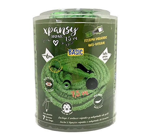 Manguera Extensible con la Presión del Agua, Verde, 7,5 metros. C2607A Basic. Xpansy Hose. Detalle packaging