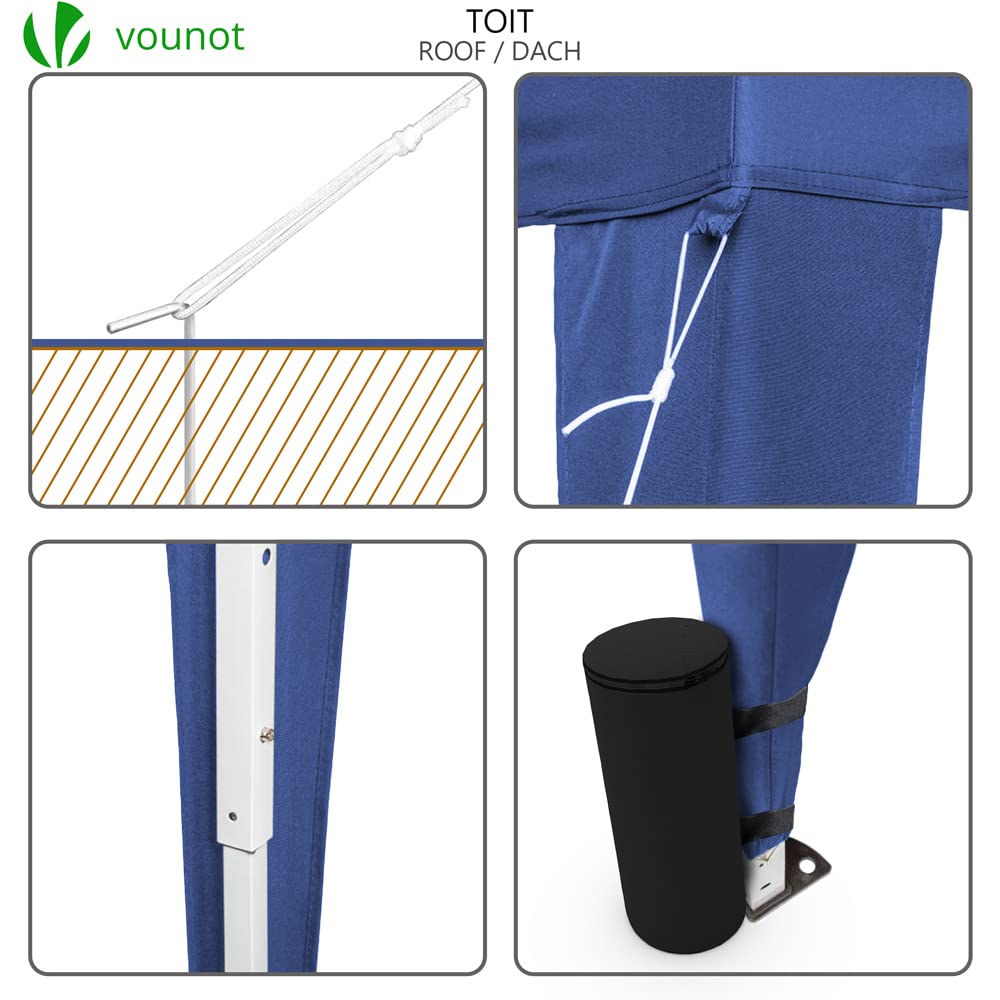Gazebo Cenador Plegable 3x3m con 4 Paredes y 4 Bolsas de Arena, para Jardín o Camping Color Azul VOUNOT