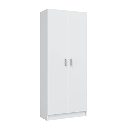 Armario alto de melamina blanco fabricado en España Habitdesign