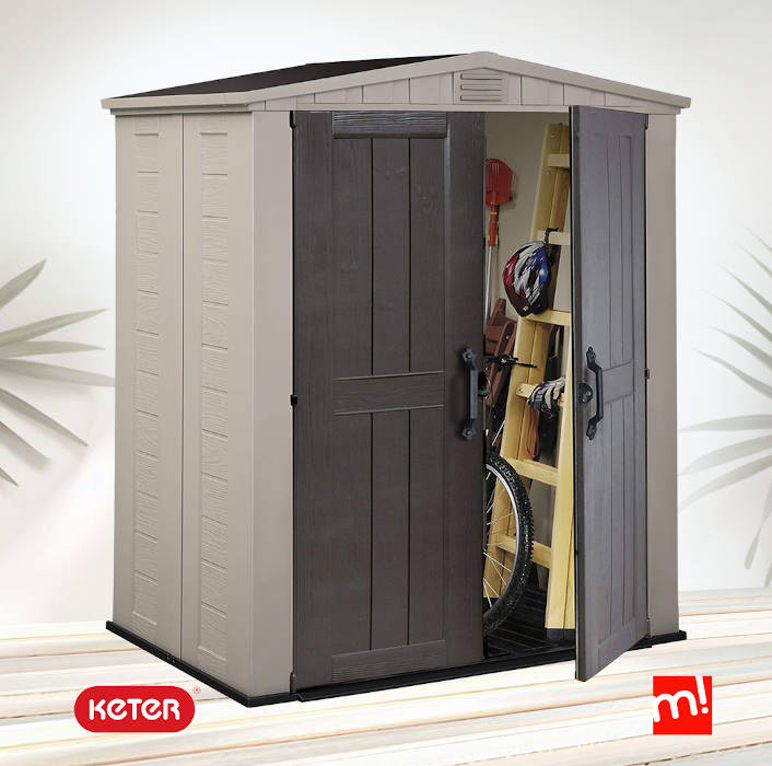 Caseta de herramientas para jardín Factor 6x3 Marrón y Beige con escuadra y suelo incluidos.  Keter | maxjardín