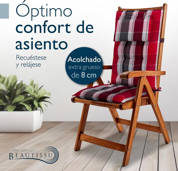 Detalle del acolchado de 8 cm de la almohada del cojín a rayas rojas. Beautissu | maxjardin