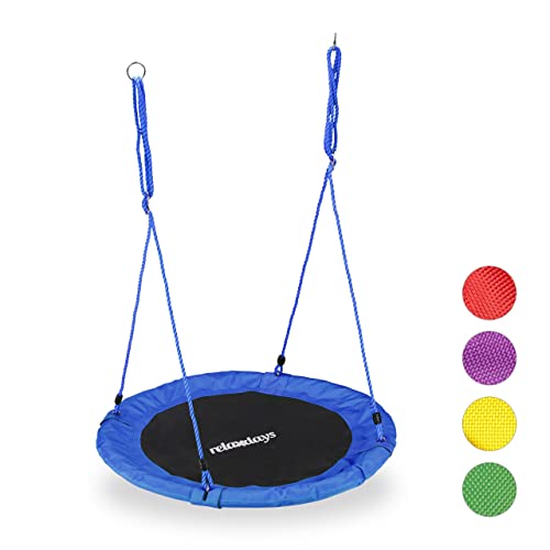 Columpio nido azul y negro disponible en 4 colores más sobre fondo blanco Relaxdays