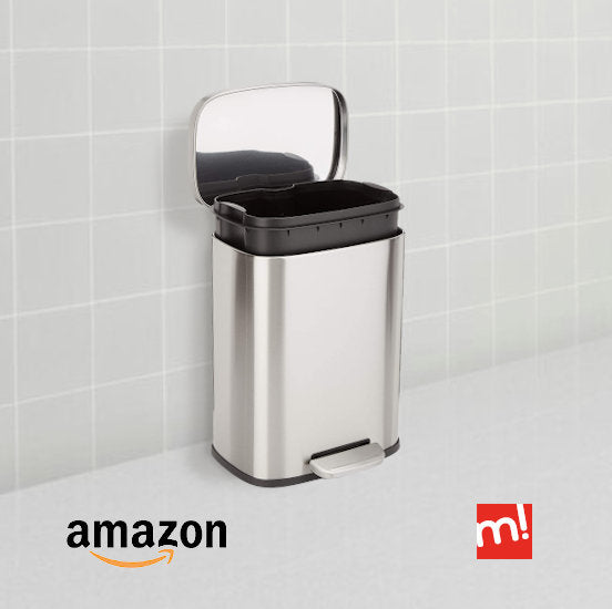 Cubo de basura con pedal de nikel satinado de 50 litros Amazon en Maxjardín