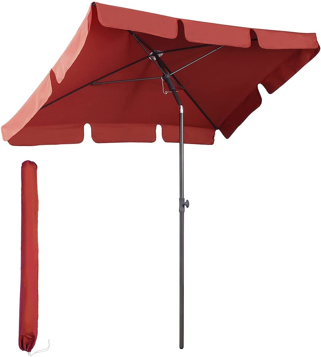 Sombrilla 200 x 125 cm rectangular. Parasol para Terraza o Balcón con Protección Solar UV50+ Color teja. Sekey®