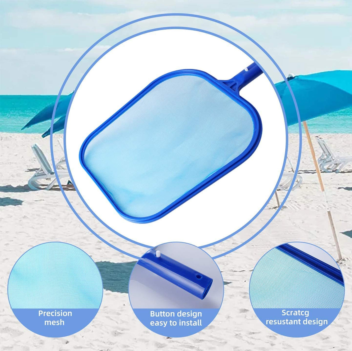 Detalles de la red recogehojas del kit de limpieza de spa y piscina. KAHEIGN