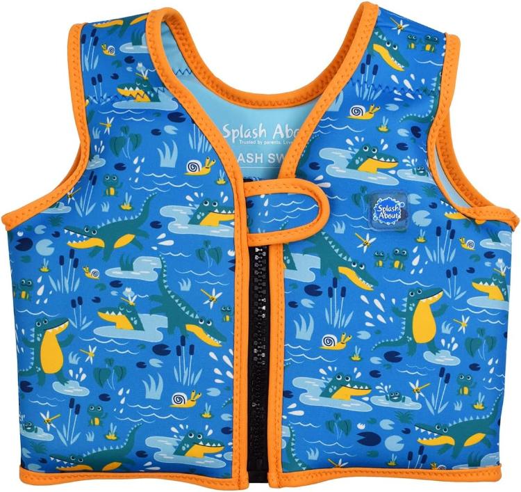 Chaleco salvavidas flotador infantil de 2 a 4 años azul para aprender a nadar con dibujos de cocodrilos de Splash About