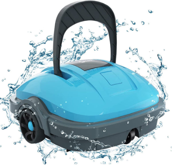 Robot Limpiafondos WYBOT MUY BARATO para Piscina. Aspirador Automático 50 Minutos Succión Potente, Motor Dual, Filtro Fino de 180 μm. Piscinas sobre/en el Suelo de hasta 50 m² (Azul)