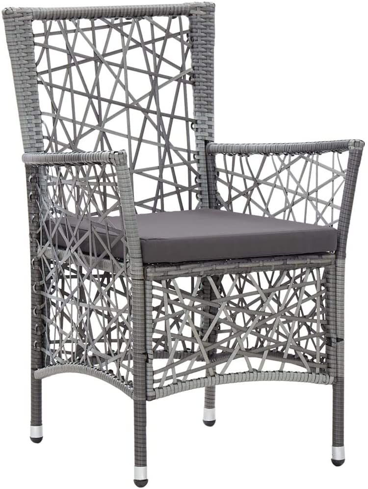 Detalle de silla de Juego de 2 Sillones para Patio o Jardín en Ratán Sintético y Cojines Negro o Gris. VidaXL