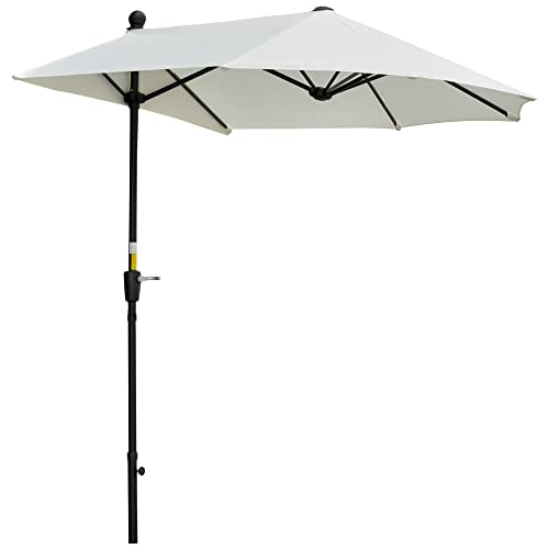 Parasol de Pared de terraza o Jardín 200x190x240 cm con Manivela Poste de Acero y Base Cruzada con Protección Solar. Outsunny 
