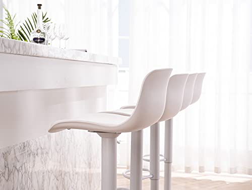 2 Taburetes de Bar con Altura Ajustable y rotación de 360°, diseño Moderno y ergonómico para Bar o Cocina, Blanco. Vista general de taburetes en barra. Younike