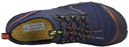 Vista cenital del Calzado de verano, playa, baño, secado rápido, para nadar, Mesh Slip on para hombre y mujer, color Azul, talla 44 EU. SAGUARO