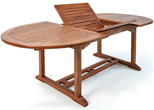 Plegando central de mesa plegable del conjunto de Mesa y 6 Sillas de Jardín en Madera de Eucalipto Mesa Extensible 2m Sillas Plegables Reclinables. CASARIA 