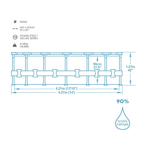 Características de Piscina Steel Deluxe de 427 x 107 cm. de 13.000 litros. 56664 - Bestway | maxjardin