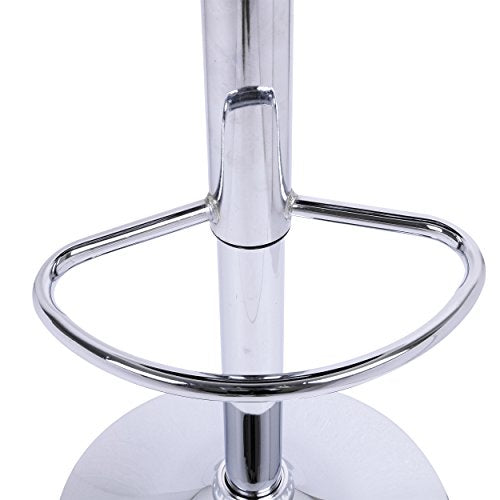 Juego de 2 Taburete Altos de Bar Regulable en Altura con Respaldo para Cocina Giratorios de Piel Sintética Blanca y estructura Cromada Detalle reposapiés. BH15ws-2. WOLTU