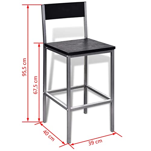 Medidas del taburete del conjunto de Mesa Alta y 2 Taburetes para Desayuno tipo Bar para patio, terraza o Cocina. VidaXL