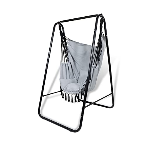 Silla Colgante con Soporte Columpio Interior Colgante con Cojines, Carga Máxima 100 kg, para Interior y Exterior. CCLIFE
