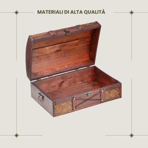 Materiales de alta calidad del Cofre del tesoro pirata de estilo vintage, joyero de madera Jimmy 35x23x14cm - Hecha a mano con diseño retro, con candado. Brynnberg