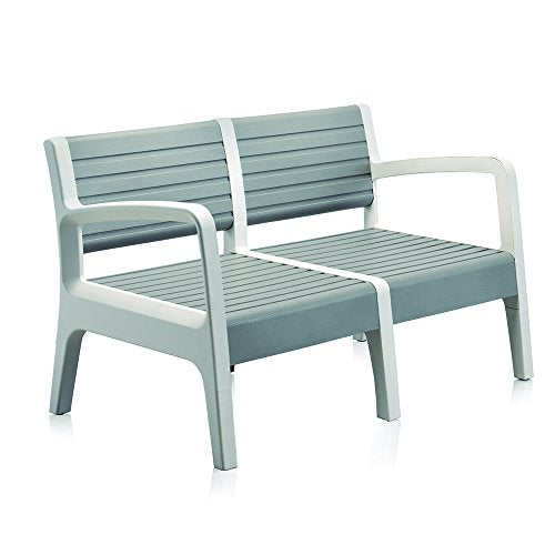 Vista del sillón de 2 plazas del Conjunto de muebles de Jardín de Color Piedra | Fabricado en España con Materiales Reciclados. Miami | Shaf