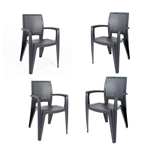 Lote 4 SILLAS Caribe Resina color Antracita GRAN OFERTA!, 85x54x44 cm. CREVICOSTA