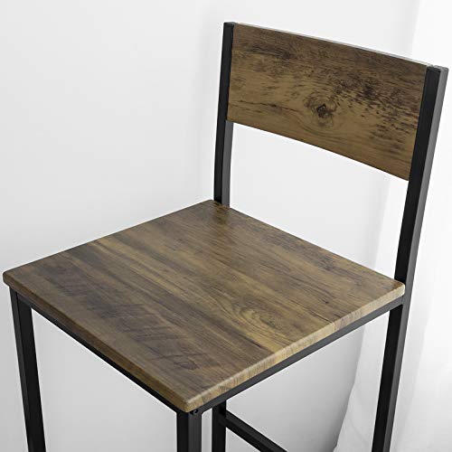 Aspecto del asiento de la Mesa Alta de Bar + 2 Taburetes Juego de Barra de bar o cocina ES (OGT27-N). SoBuy