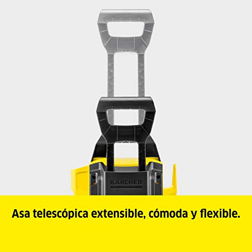 Detalle del asa telescópica de la Hidrolimpiadora Kärcher de alta presión K 3 Power Control, inteligente soporte con la App, efectivo contra la suciedad diaria, 120 bar, 1.600W, 380L/h, Color amarillo/negro