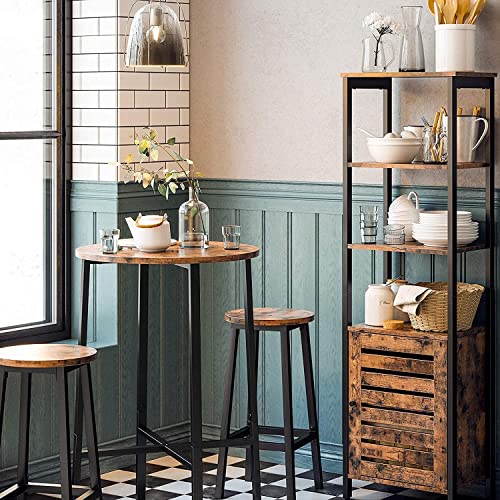 Juego de 2 sillas de barra de cocina, Estilo Rústico Industrial, Estructura de Acero, Altura de 65 cm, Fácil de Montar, Marrón y Negro Conjunto en ambiente con decoración industrial.LBC32X. VASAGLE