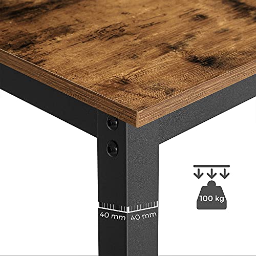 Mesa alta con 2 Taburetes de Barra para Desayuno. Barra alta de Cocina con Sillas para Salón, Sala de Fiestas o cocina de estilo Industrial Rústico, Marrón. Detalle espesor tubos metálicas y peso soportado de 100 kg.  LBT15X. VASAGLE