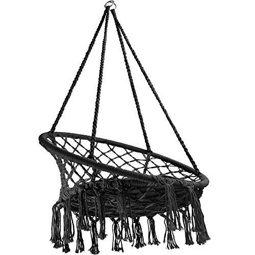 Perfil de la Silla Colgante con Cojín, Estructura de Acero, Ideal para Jardín Exterior Terraza Color Negro | No. 403115. TecTake