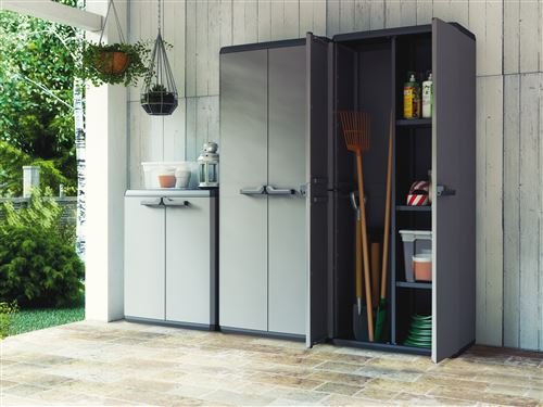 Armario alto de resina 80x40x21,6 cm. para almacén, caseta, desván o garage, Ref. 9727000. Keter | maxjardin