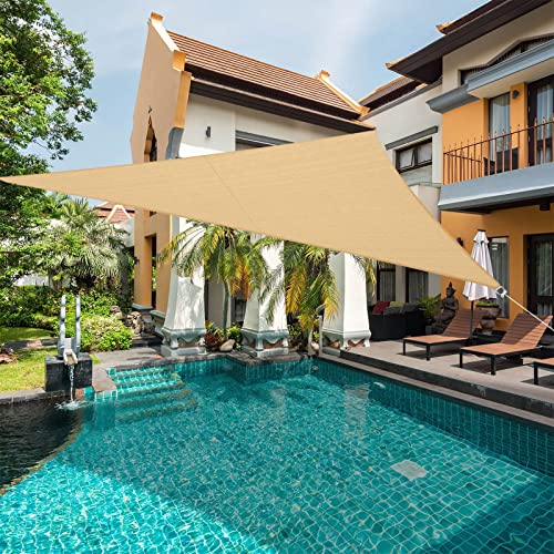 Toldo Vela de Sombra Triangular 3x3x3 m Impermeable a Prueba de Viento protección UV para Patio, Jardín, Exteriores, Terraza, Color Arena SUNNY GUARD