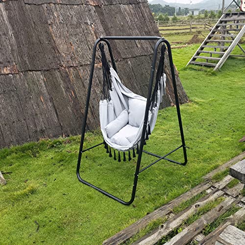 Jardín con la Silla Colgante con Soporte Columpio Interior Silla Hamaca Colgante con Conjines, Carga Máxima 100 kg, para Interior y Exterior. CCLIFE
