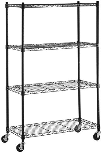 Estantería de 4 baldas, con ruedas - Negro. Amazon Basics | maxjardin