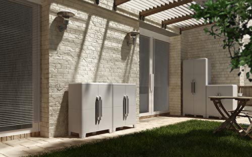Armario Modular Terry Transforming 2 módulos  en patio Multifunción 2 Puertas, Material: Plástico, Dimensiones: 78x43.6x101.6 cm, Gris/negro | maxjardin 