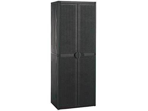 Armario de Resina negra de 4 estantes y 2 puertas 4B Ratan 65X45X172C