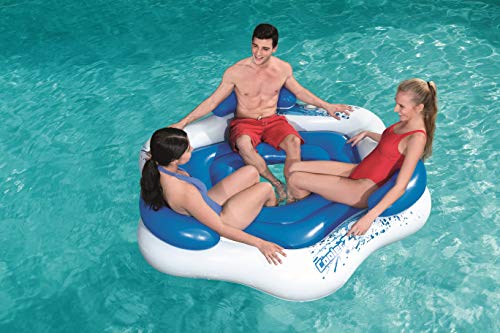Colchoneta gigante para 3 personas Hinchable con Respaldo 199x176 cm. Vista con amigos en piscina. 43111 -  Bestway