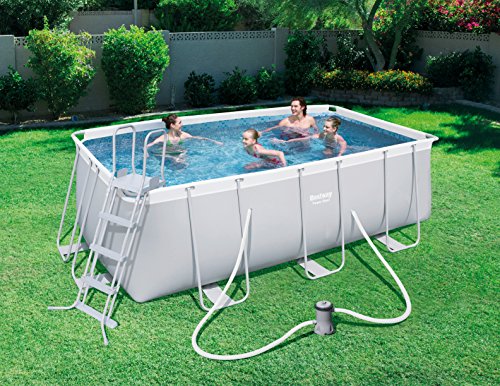 Piscina Desmontable Tubular Power Steel, Depuradora de cartucho de 2.006 litros/hora, 412x201x122 cm. BESTWAY 56456