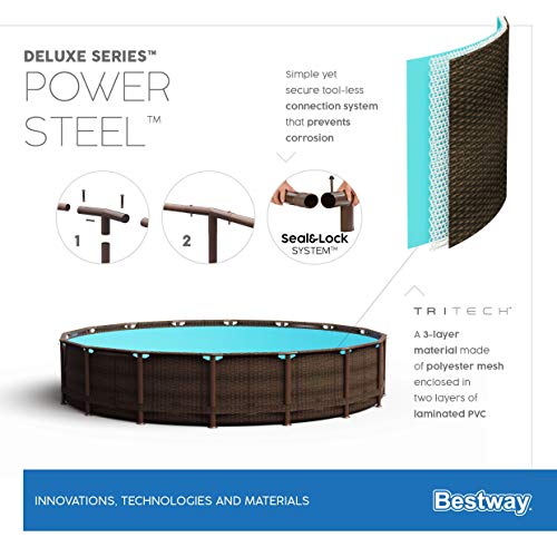 Piscina Steel Deluxe de 13.000 litros, 427 x 107 cm, Bomba de Filtro Skimatic 58462 (2.574 l/H) . detalle caracteristicas 2