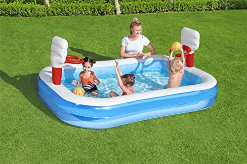 Piscina Hinchable Infantil con Canastas Baloncesto Basketball 254x168x102 cm. Bestway