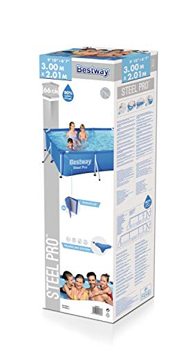 Piscina Desmontable Tubular, Azul de 3.500 litros. Medidas: 300x201x66 cm. Bestway Steel ProPool Media  - detalle - packaging 2