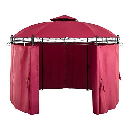 Carpa Redonda, Diámetro, 3,5 m, Lona: 180 g/m2, Color Tinto. Protección UV. Vista general con cortinas corridas. Uniprodo
